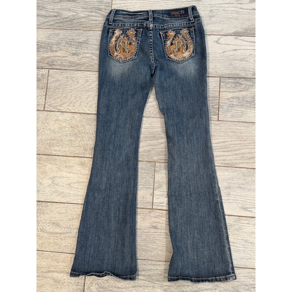 Grace in LA Bootcut Jeans Girls 16 Boot Western Embroidered Pockets Rodeo Bling
